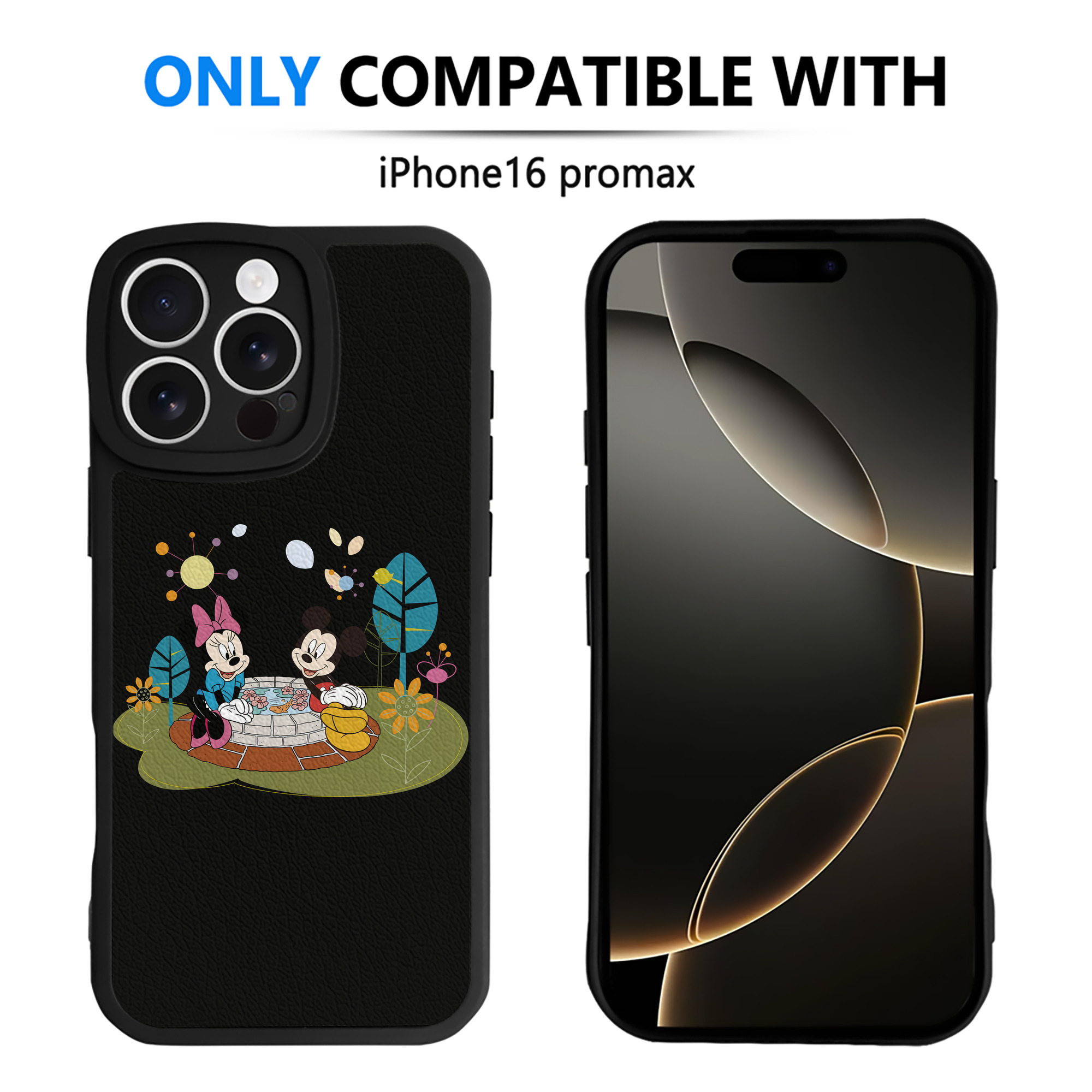 （画像用） ミッキーマウス Mickey Mouse 【iPhone 16シリーズ対応】シリコンスマホケース（レザー調） 材質：シリコン